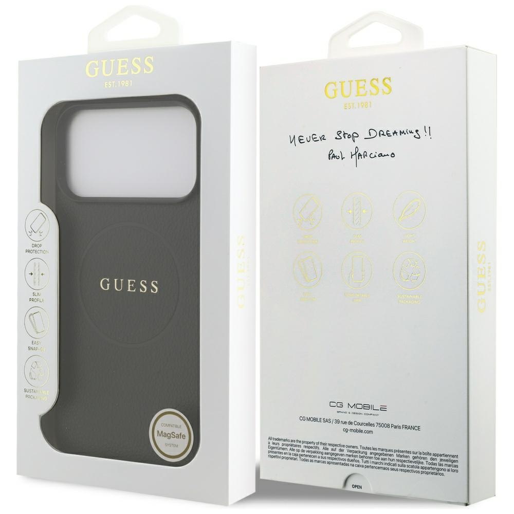 Etui Guess Grained Ring MagSafe do iPhone 17 Pro Max czarny
